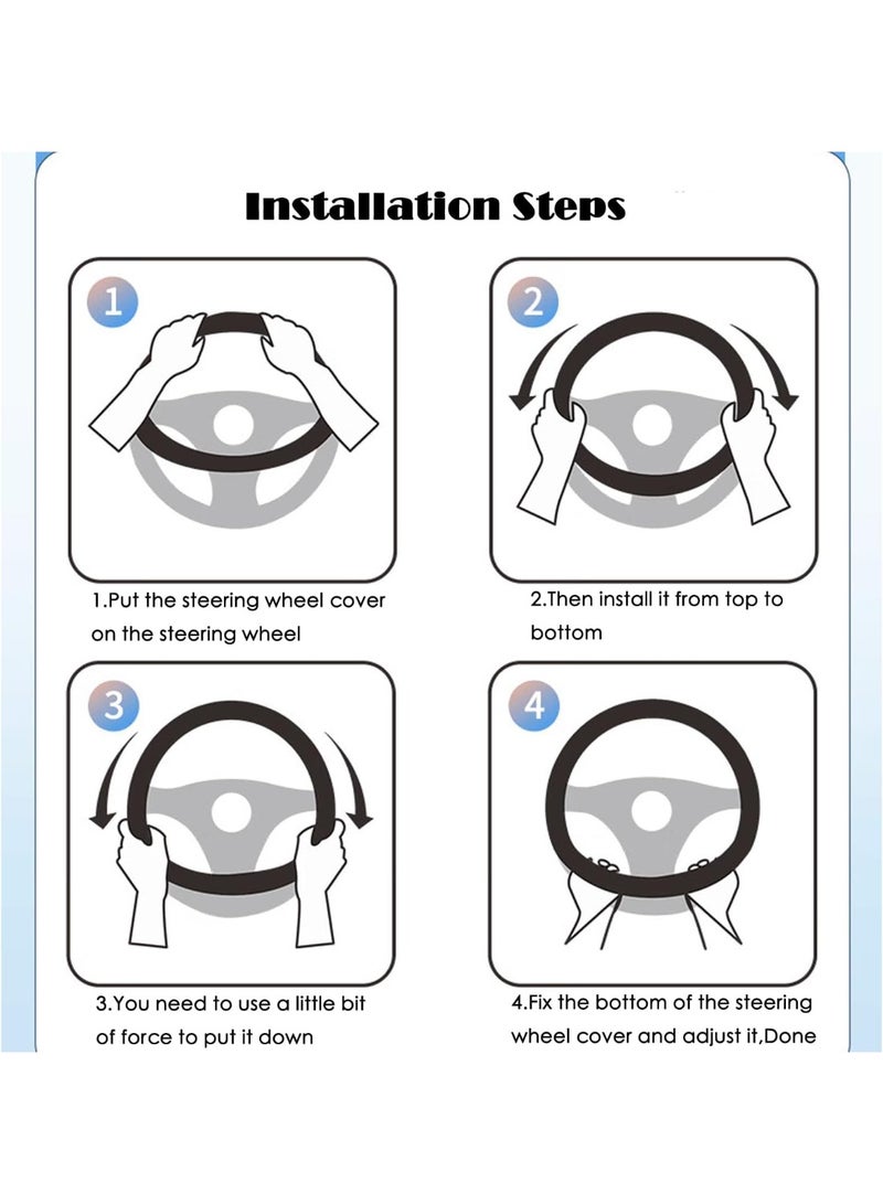 غطاء عجلة القيادة للسيارة لـ BMW X3 X5 X7 3 5 Series 328i 528i 535i 530i 540i 320i 325i 330i X1 X2 X4 X6 1 2 4 6 7 8 M2 M3 M4 M5 Series e90 e60 f30 e46 ملحقات، جلد أسود-14 1/2"-15" - Image 3